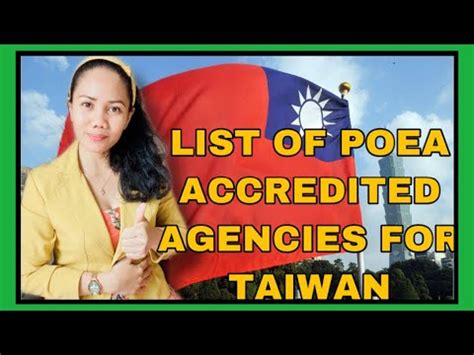 list of agency for taiwan accredited by poea|How to Search for POEA Jobs in Taiwan .